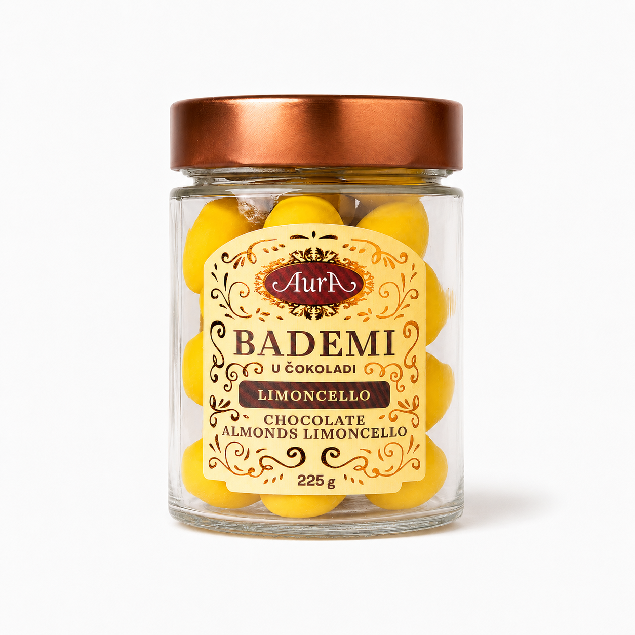 Aura Mandeln im Schokoladenmantel – Limoncello 225g
